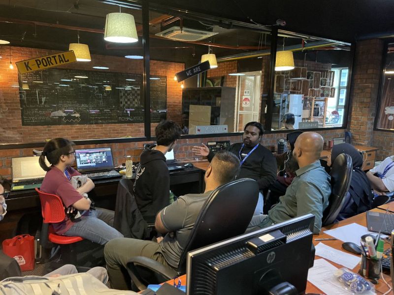 The audience of interns during the presentation