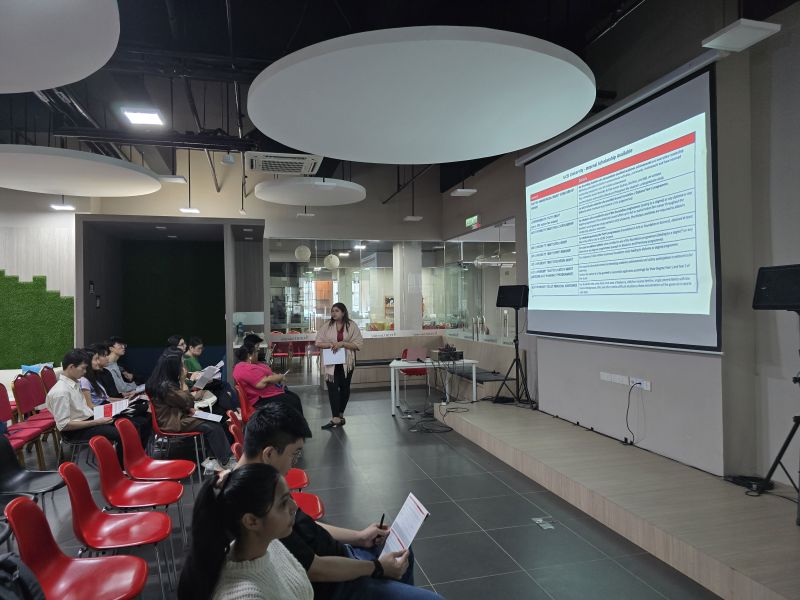 Scholarship training session with slides on screen