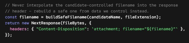 Code: building a safe filename from trusted data for the Content-Disposition header